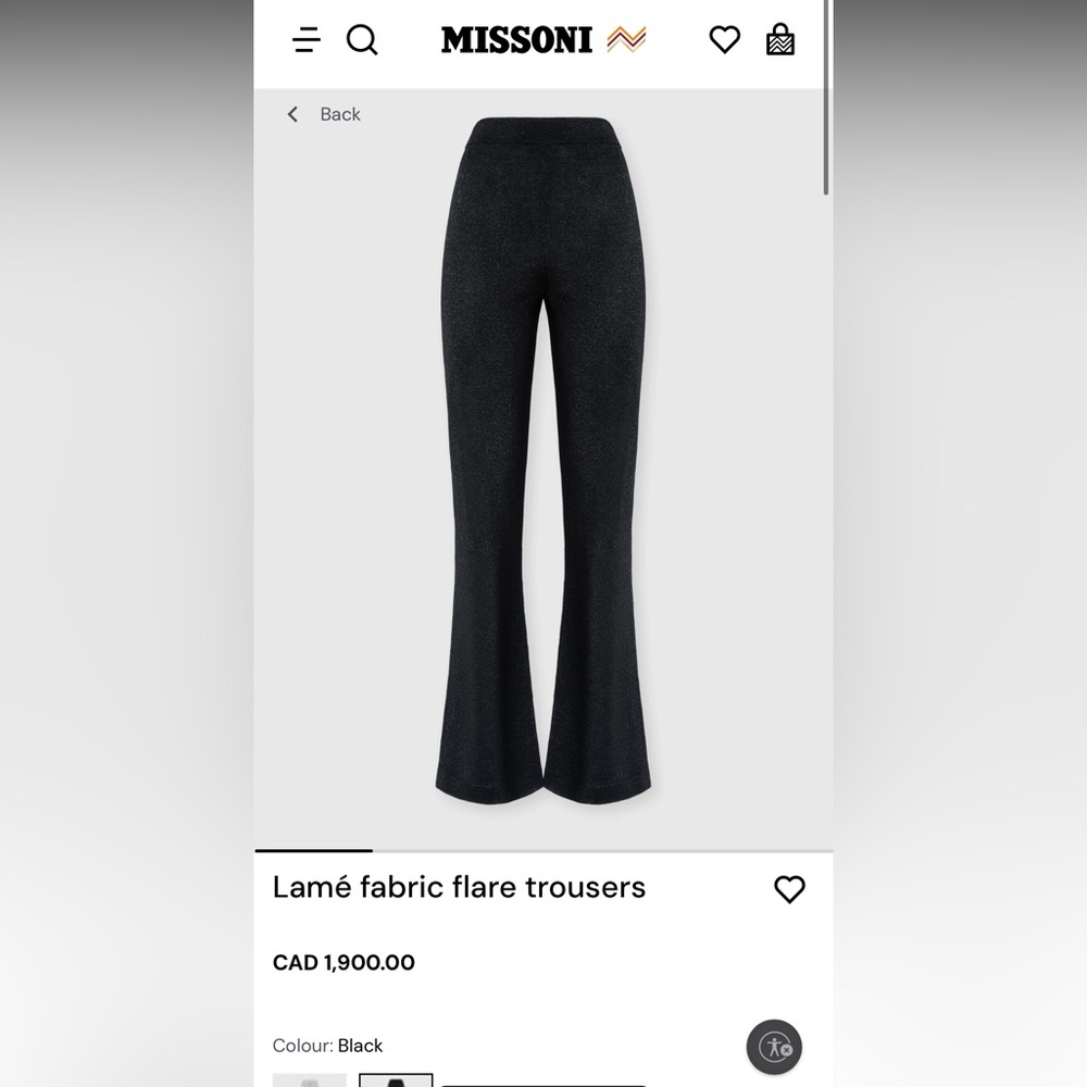 NWOT Missoni Black Flare Knit Pants